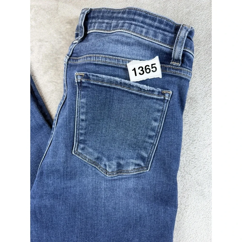 Flying‎ Monkey Jeans Womens 27 Blue Straight Leg Raw Hem Stretch Distressed